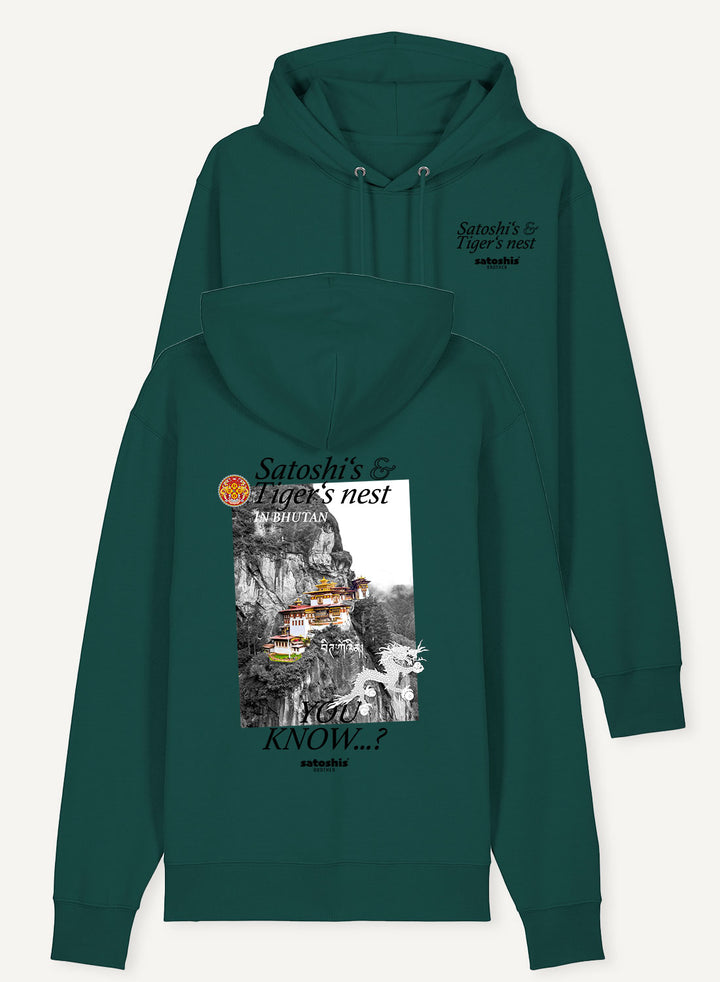 Satoshis and Tigers nest in Bhutan - Organic Unisex Bitcoin Hoodie