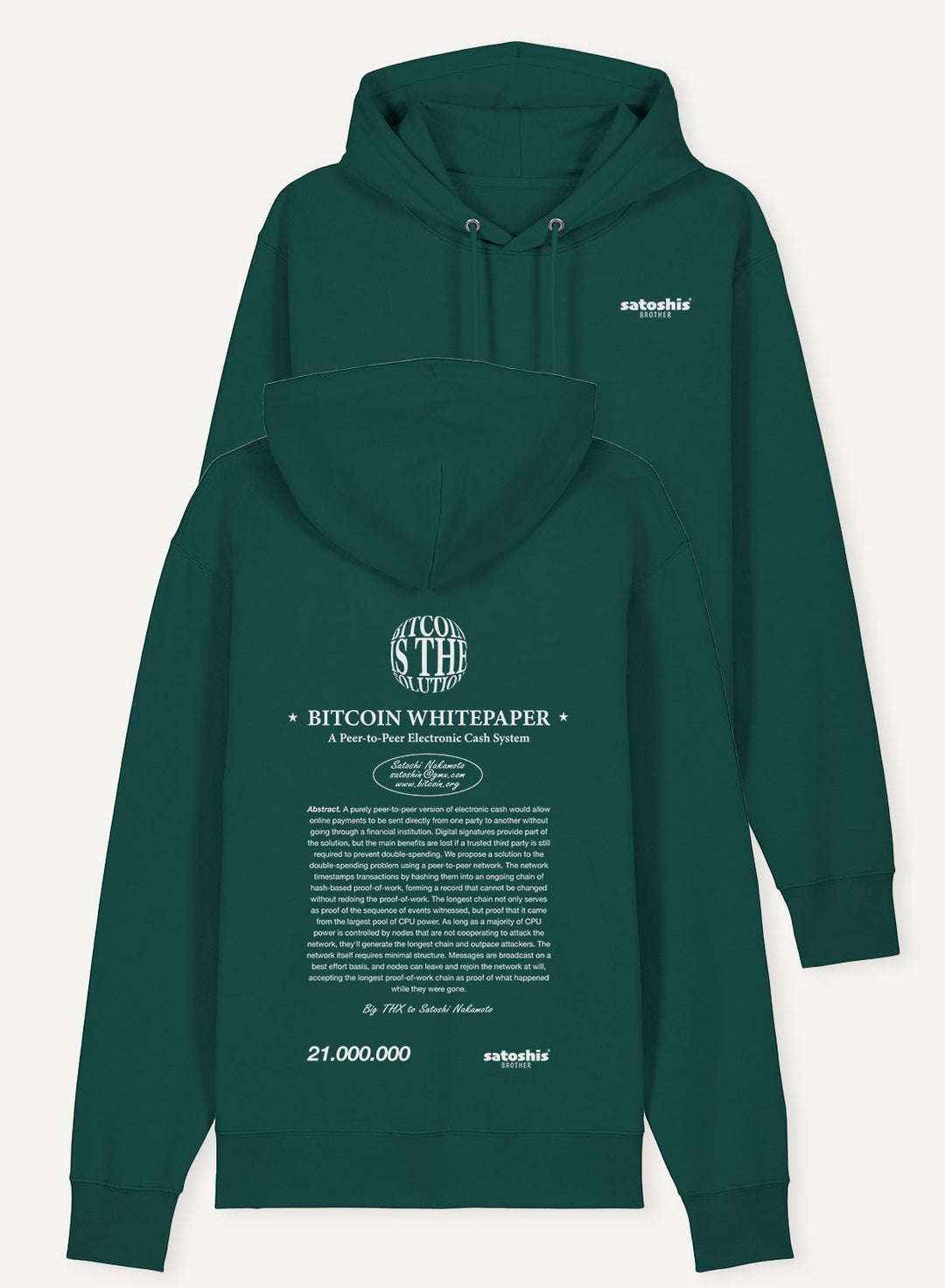 Bitcoin Whitepaper - Organic Unisex Bitcoin Hoodie