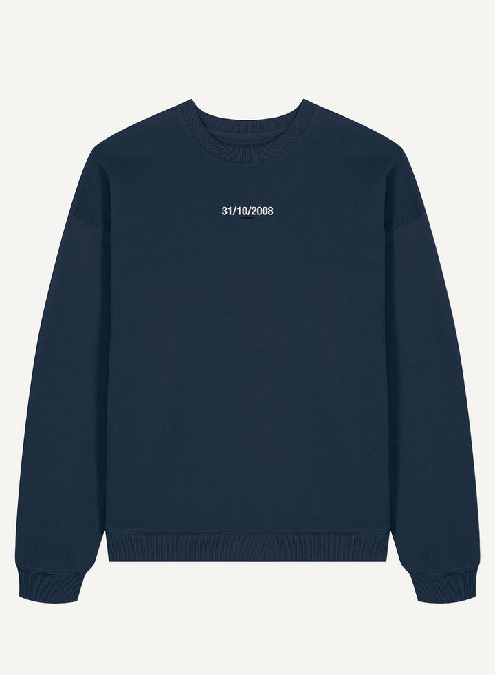 31/10/2008 Embroidered - Organic Oversized Unisex Bitcoin Sweatshirt