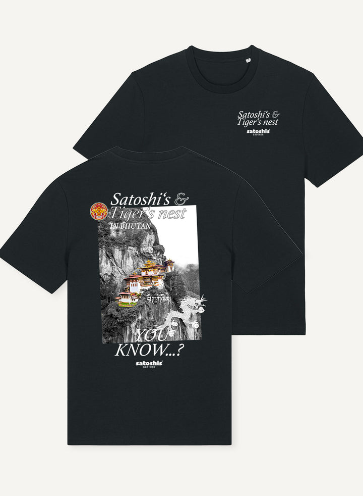 Satoshis and Tigers nest in Bhutan - Organic Unisex Bitcoin T-Shirt