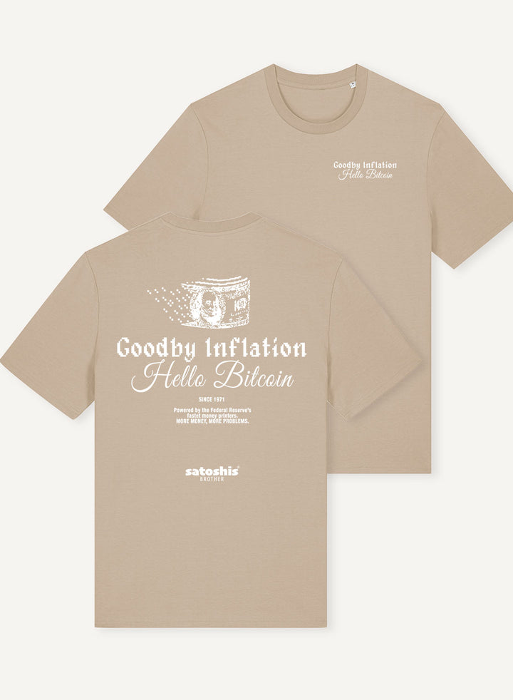 Goodby Inflation Hello Bitcoin - Organic Unisex Bitcoin T-Shirt